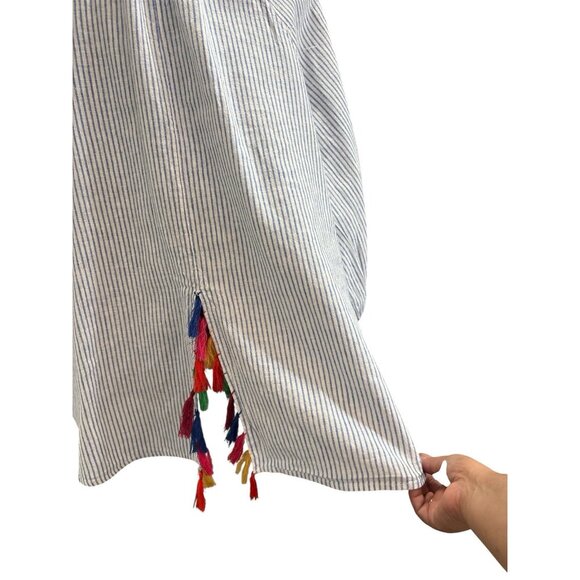 Neiman Marcus Women’s Embroidered Floral Tassels Cotton Blouse Size 1X - Picture 9 of 9